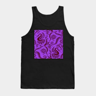 Raspberry on Bright Purple Classy Medieval Damask Swans Tank Top